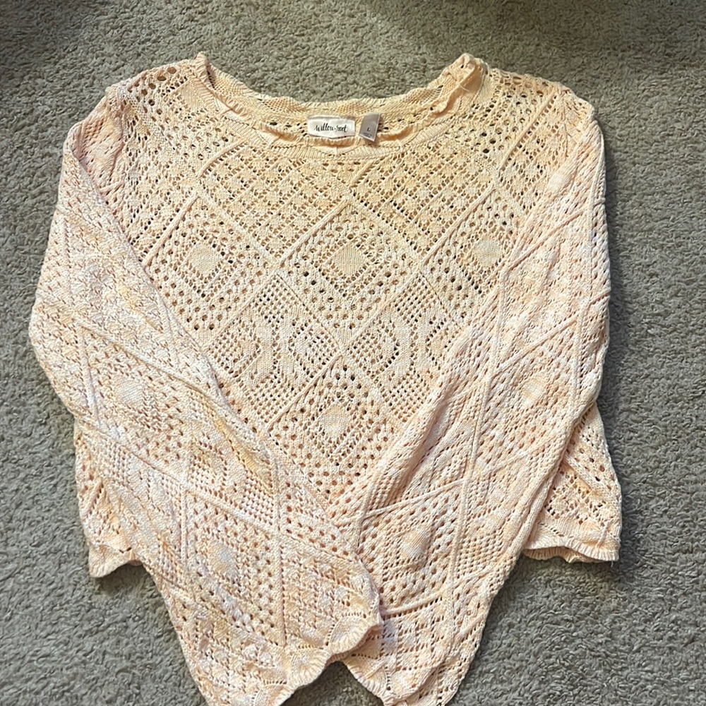 Willow + Root: Cropped Crocheted Sweater - marbled orange cream